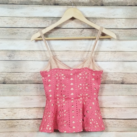 BKE Boutique Lazer Cut Peplum Top - Picture 4 of 5